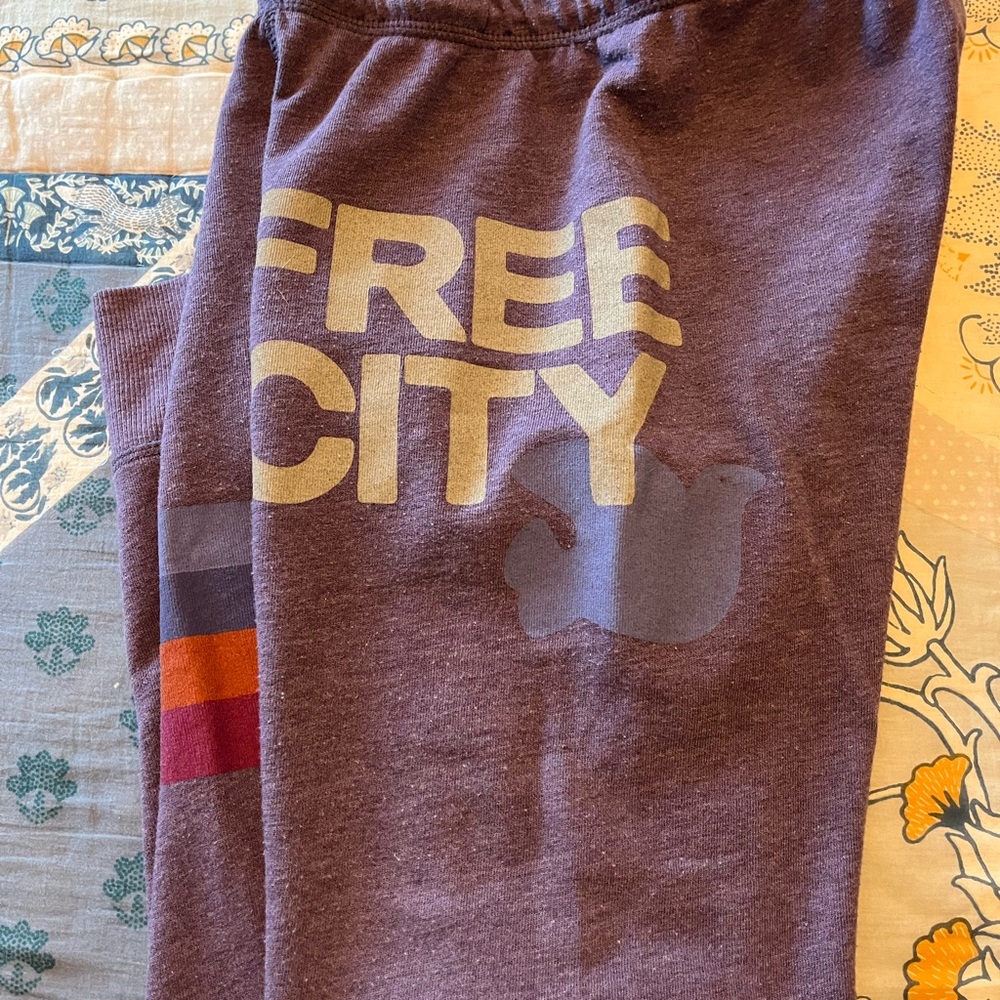 Freecity Purple Track Pants with Multicolor Accents